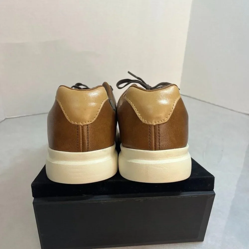 Perry Ellis Court Sport II Sneaker Perforated Cognac Brown Men's 7